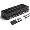 Azduou 4 AV to HDMI, 1080P/720P 4 Way RCA Composite CVBS AV Switch to HDMI Converter Adapter Support 4:3/16:9 Switching, for Sega Xbox PS1 PS2 PS3 N64 NGC SNES WII VHS VCR Camera DVD with Remote view 1