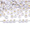 100PCS Letter Beads Acrylic Alphabet Beads for Jewelry Making Bracelets Necklaces 4x7mm Gold White Round Letter Beads C view 3