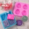 Sakolla 2 Pack Silicone Soap Molds, 4 Cavities Rectangle Wave and Round Flower Silicone Molds for Handmade Soap, Candle and Mousse Cake view 3