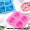 Sakolla 2 Pack Silicone Soap Molds, 4 Cavities Rectangle Wave and Round Flower Silicone Molds for Handmade Soap, Candle and Mousse Cake view 4