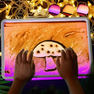 16" Portable Sand Painting Light Box for Kids & Adults - Bright Light Table for Kids With 3 Color Modes & 10-Levels- Durable LED Sand Drawing Table for Autism Therapy, Classroom & Home Art (Purple)