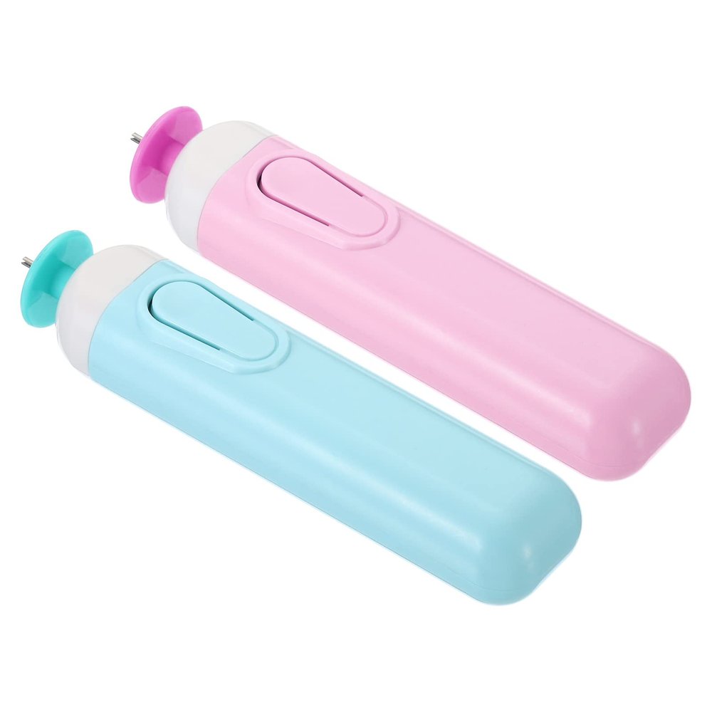 PATIKIL Electric Quilling Pens 4", 2 Pack Slotted Tool Automated Paper Strips Volume Curling Rolling for DIY Art Crafts (Blue, Pink)