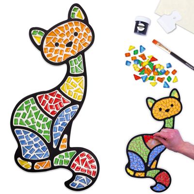 Mosaaro Glass Mosaic Tiles Kit Cat Exclusive Art DIY GlassCraft for Adults and Teens Creative Gift for Craft Lovers Mosaics Home Dcor (Multicolor)