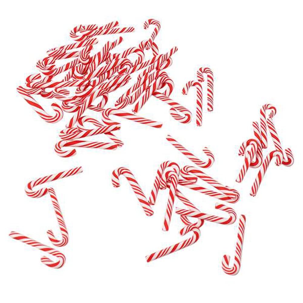 pizarra 100Pcs Red and White Handmade Christmas Cane Miniature Food Home Decor
