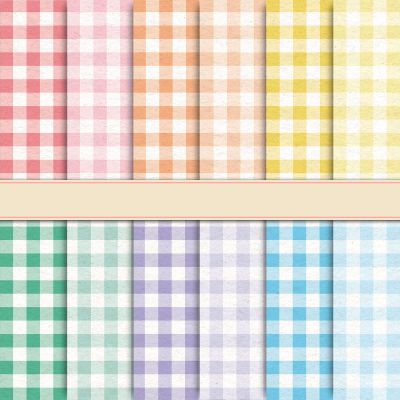 Whaline 24pcs Pastel Plaid Pattern Paper 12 Designs Gingham Double-Sided Scrapbook Paper for DIY Crafts Scrapbook Photo Album Decor, 11.8 x 11.8 Inch