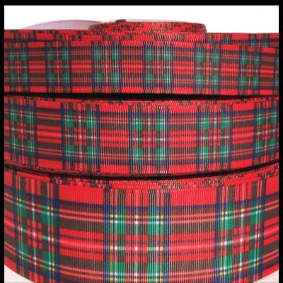 3yds Red Green Stewart Tartan Plaid Grosgrain Ribbon (3/8")