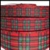 3yds Red Green Stewart Tartan Plaid Grosgrain Ribbon (3/8") view 1
