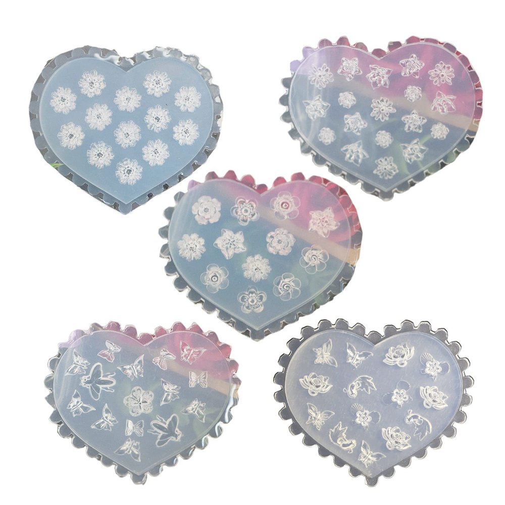 3D Nail Art Silicone Carved Mold Acrylic Nail Art Tools Nail Art Decor Mold Nail Art Template Mould Resin Jewelry Molds 3d nail art molds silicone
