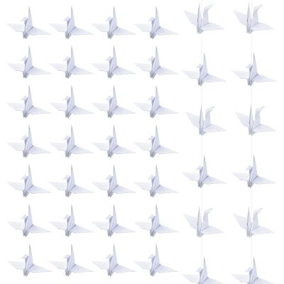 CRAFFANCY Origami Paper Cranes Kit, 140PCS Handmade Folded Origami Paper Crane Strings Garland for Wedding Party Backdrop Home Decoration, White