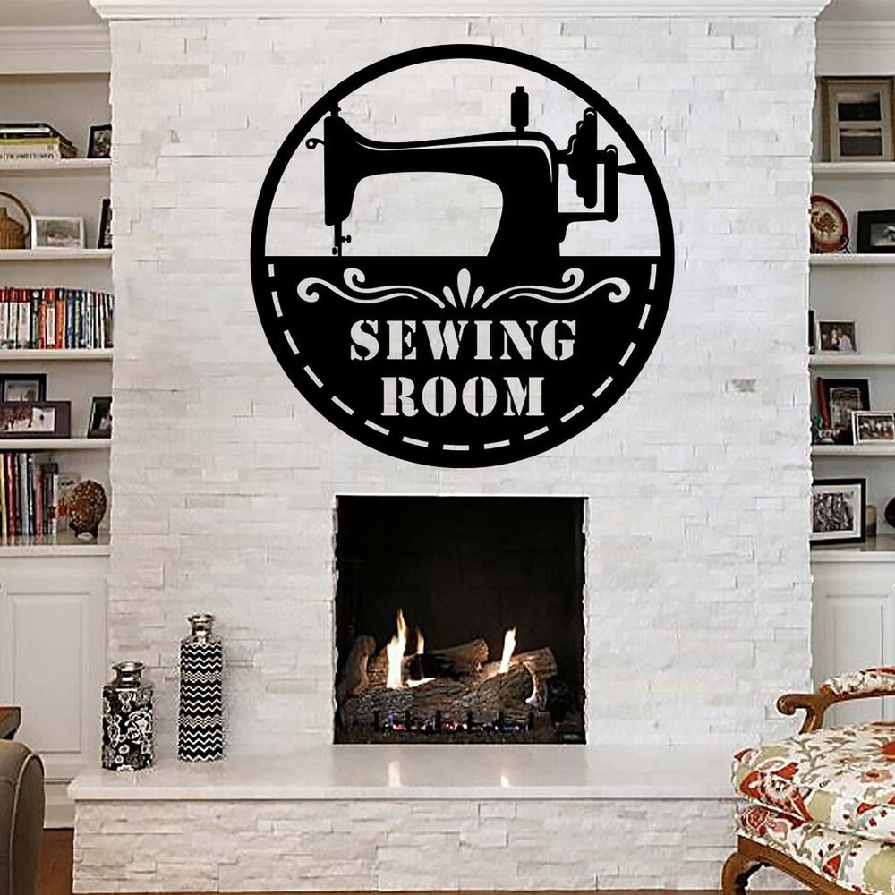 Custom Sewing Machine Metal Sign, Sewing Room Studio Sign Home Decor, Metal Yard Art, Custom Rustic Farmhouse Sign Metal Plaque for Front Door 24in, Shipped from US