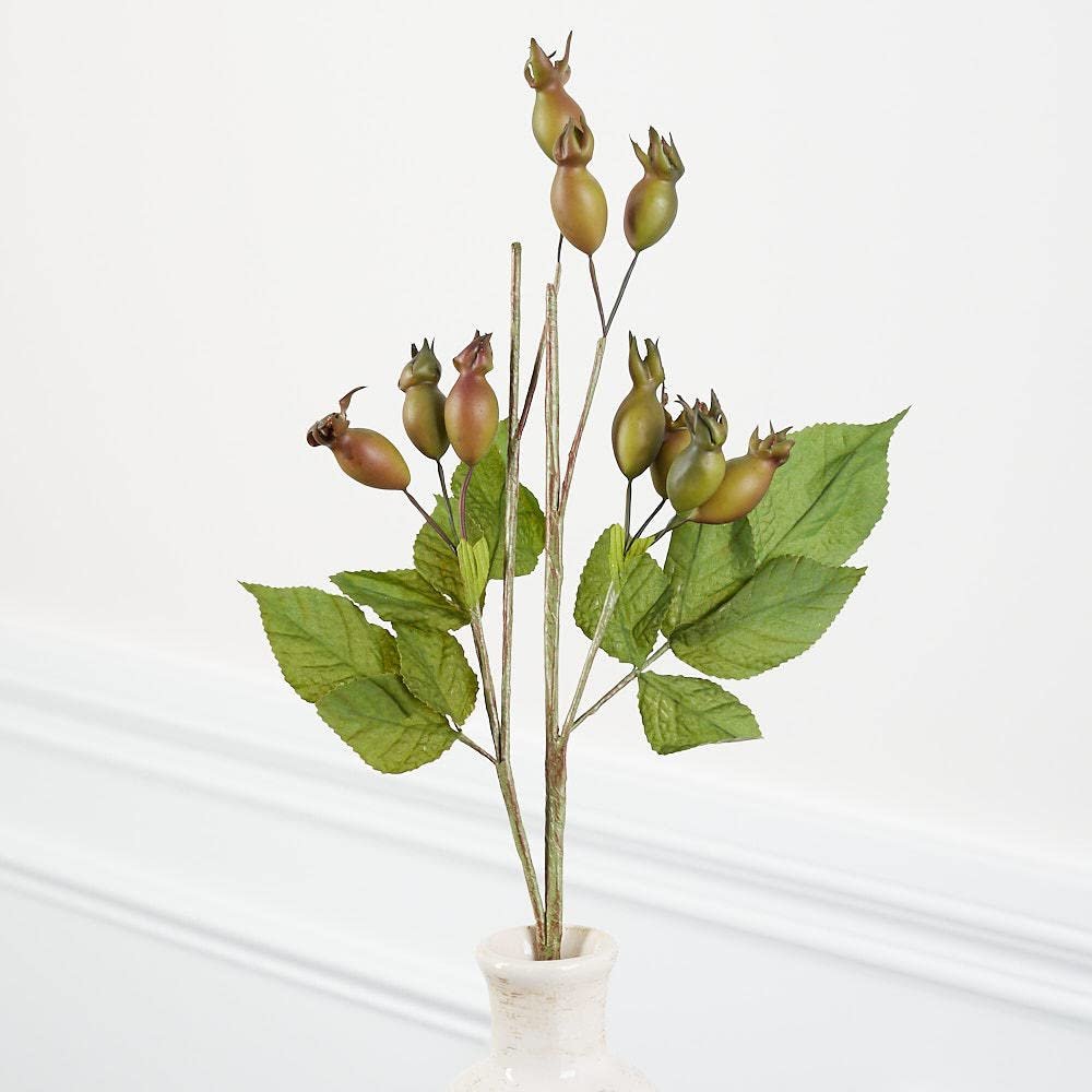 Factory Direct Craft Group of 4 Artificial Rose HIPS Pod Stems for Summer Arrangements and Fall Displays - 24 Inches
