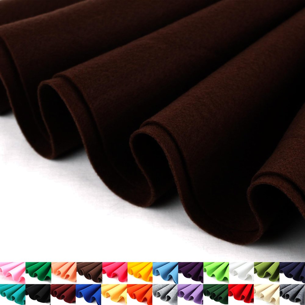 Barcelonetta | Felt Fabric | 72" Wide | 1.6mm Thick | Acrylic & Soft | Felt by the Yard | Felt for DIY Crafts, Projects, Sewing (Dark Brown, Half Yard)