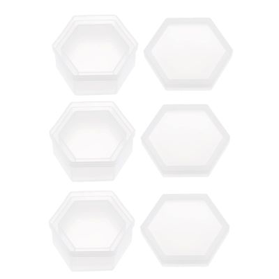 HARFINGTON 3pcs Jewelry Box Resin Mold Hexagon Silicone Storage Epoxy Container Mold with Lid for DIY Resin Crafts