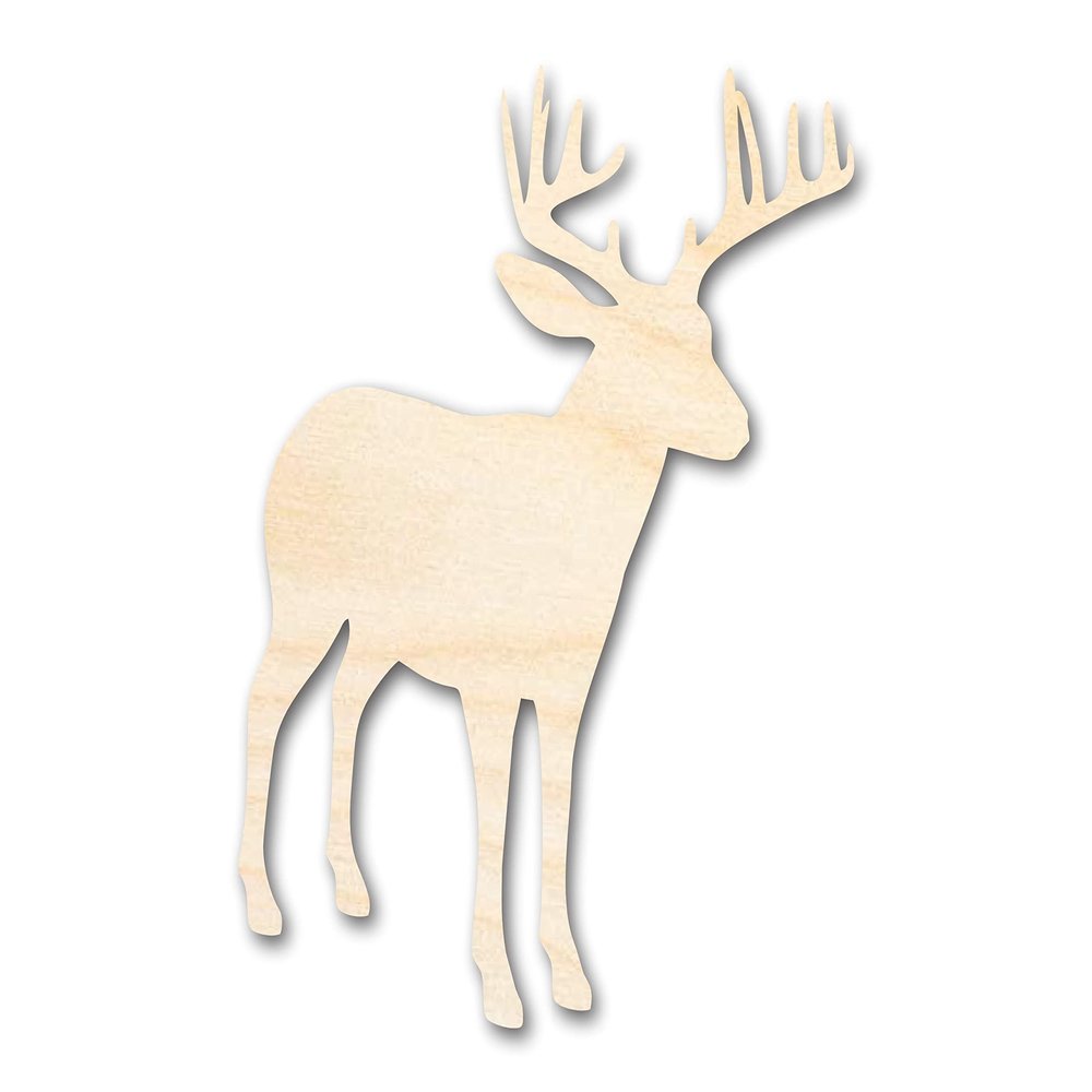 Unfinished Wood Deer Buck Antlers Silhouette Shape Craft up to 46" DIY 12" / 1/8"