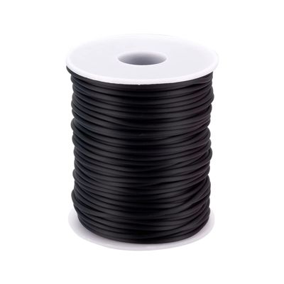 54 Yards Hollow Pipe Rubber Tube Cord 2mm Black Stitch PVC Knitting Cord Rubber Tubing for DIY Craft Beading Necklace Bracelet Jewelry Making Hole:1mm