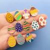Decoendiy 48Pcs Easter Egg Charms, Alloy Enamle Charms Pendants, Gold Plated Animal Flower Charms, Colorful Metal Rainbow Striped Charms, for Easter Jewelry Making view 3