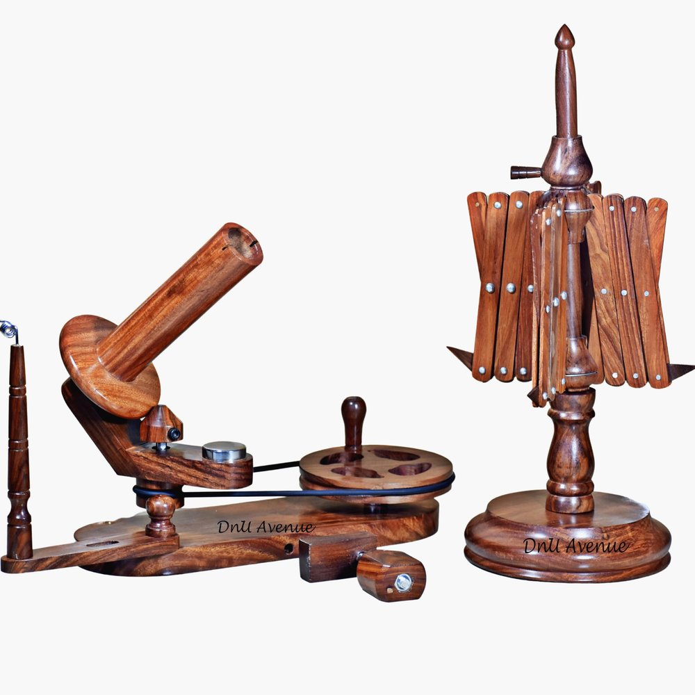 DnU Avenue Rosewood Yarn Winder and Swift Combo | Portable Wooden Yarn Ball Winder for Knitting and Crocheting | Large Capacity, Easy to Set Up, Stable