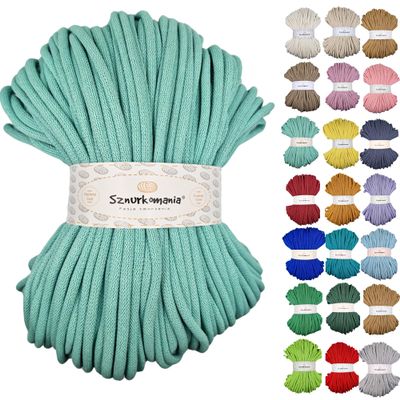 Cotton Cord 9mm 109 Yards, Multicolors, Macrame Cord 9mm 100m, Crochet Cord, Yarn, Cotton Yarn, Braided Cotton Cord with core, Macrame Rope (Light Green)