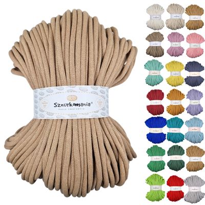 Cotton Cord 9mm 109 Yards, Multicolors, Macrame Cord 9mm 100m, Crochet Cord 9mm, Macrame Yarn, Cotton Yarn, Braided Cotton Cord 9mm with core, Macrame Rope (Caramel)