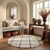 SAFAVIEH Hudson Shag Collection Area Rug - 7' Round, Ivory & Green, Modern Trellis Design, Non-Shedding & Easy Care, 2-inch Thick Ideal for High Traffic Areas in Living Room, Bedroom (SGH281X) view 1