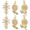 Beebeecraft 12Pcs/Box 3 Style Cubic Zirconia Sunflower Charms 18K Gold Plated Brass Flower Charms with Jump Ring for DIY Jewelry Earrings Necklace Bracelet Making Finding view 1