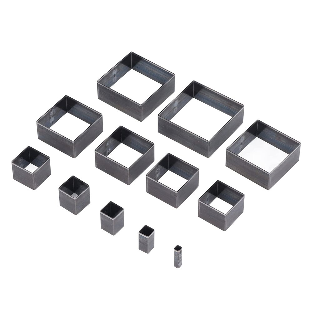 12 Pieces Leather Square Cutting Die, Fabric Clay Rubber Square Punch, Alloy Steel Die 5-60mm Square, Hollow Punch Tool for Leather Working and DIY Projects.