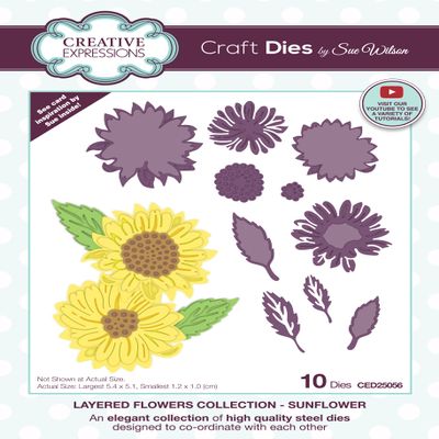 Creative Expressions Sue Wilson-Layered Flowers Collection-Sunflower-Craft, Largest die 5.4 x 5.1 cm, Metal