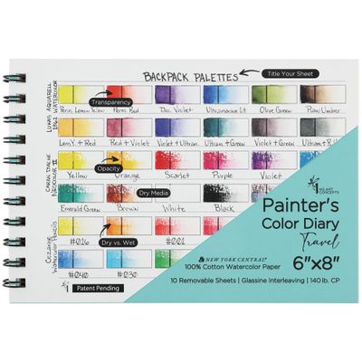 HG Art Concepts Travel Size Painters Color Diary 5 Pack - 6x8 Spiral-Bound Acid-Free Color Swatch Book with 10 Pages for Traveling Artists