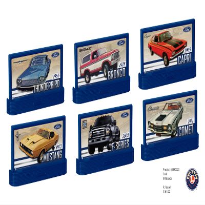 Lionel Ford Billboard Pack O Gauge Model Train Accessories Train Scenery with 3 Billboard Stands & 6 Reversible Signs, Railroad Layout Decorations, Age 14+