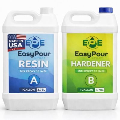 Easy Pour Epoxy Kit 2-Gallon 1:1 Resin and Hardener Kit High-Gloss Clear, No-Bubble, Non-Yellowing Supplies for Arts and Crafts, Woodworking, Jewelry