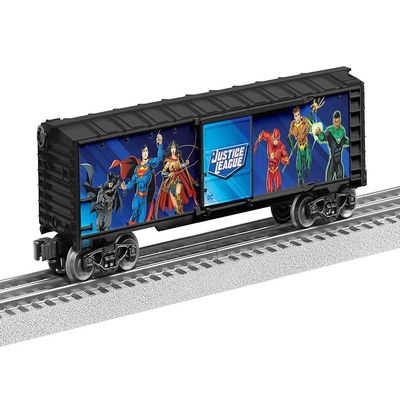 Lionel DC Comics Justice League Boxcar Superman, Batman, Wonder Woman & Heroes, O Gauge Model Train Car, Opening Doors, Operating Couplers, Age 14+