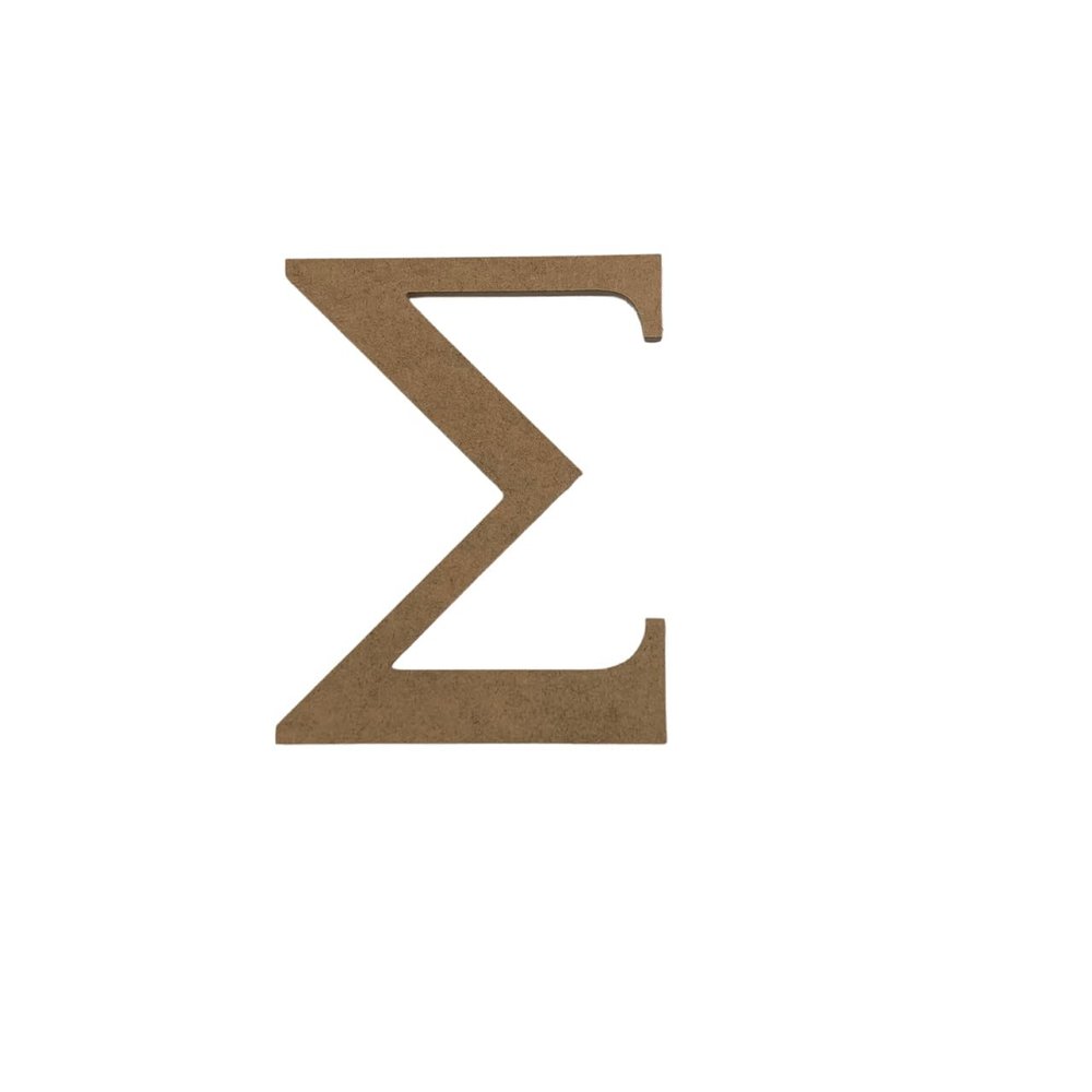12" Wood Greek Letter Sigma Unfinished, Fraternity and Sorority Greek Font, Craft Cutout on 1-4" MDF