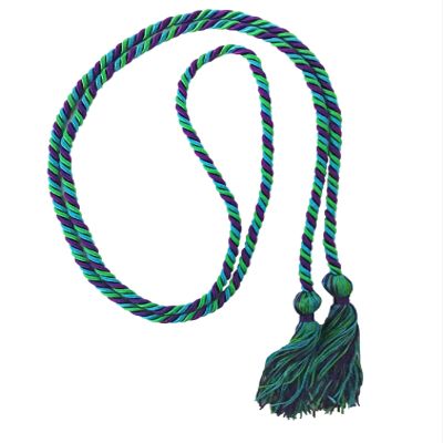 Graduation Honor Cord | Perfect for College University, High School Graduation Regalia Cords Honors Graduation Designed in The USA 200 Plus Color Selection | Purple/Kelly Green/Teal with Mixed Tassel