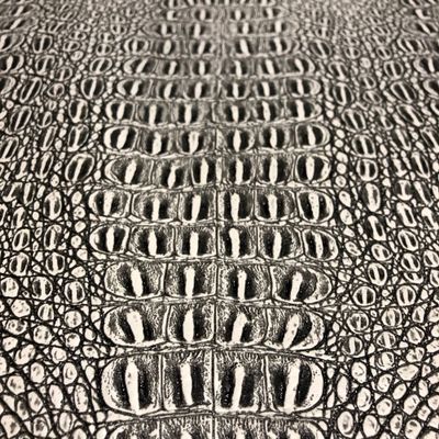 Alligator Fabric, Soft Textured Crocodile Vinyl Faux Leather, Gator Skin Embossed Upholstery DIY Craft and Clips Pleather Sheets Cut Continuously by The Yard (Black/White Print)