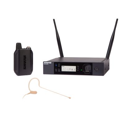 Shure GLXD14R+/MX53 Dual Band Pro Digital Wireless Microphone System - 12-Hour Battery Life, 100 ft Range | MX153 Headset Mic, Single Channel Rack Mount Receiver (GLXD14R+/MX53-Z3)
