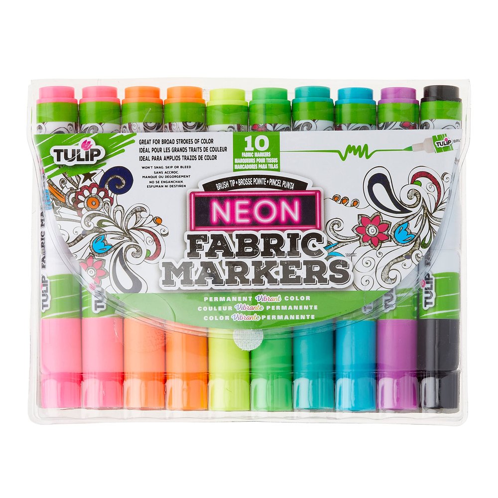 Tulip 12 Packs: 10 ct. (120 total) Fabric Markers Brush Tip Neon
