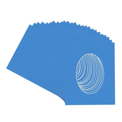 CountryArtHouse Bay Blue Acid Free 8x10 Oval Picture Frame Mat with White Core Bevel Cut for 5x7 Pictures - Fits 8x10 Frame - Pack of 25 Matboard Show Kits with Acid Free Backings & Clear Bags