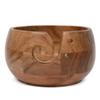 EDHAS Acacia Wood Yarn Bowl Holder | Handmade Holder with Holes | Yarn/Wool/String Storage Accessory (7" x 7" x 4") view 2