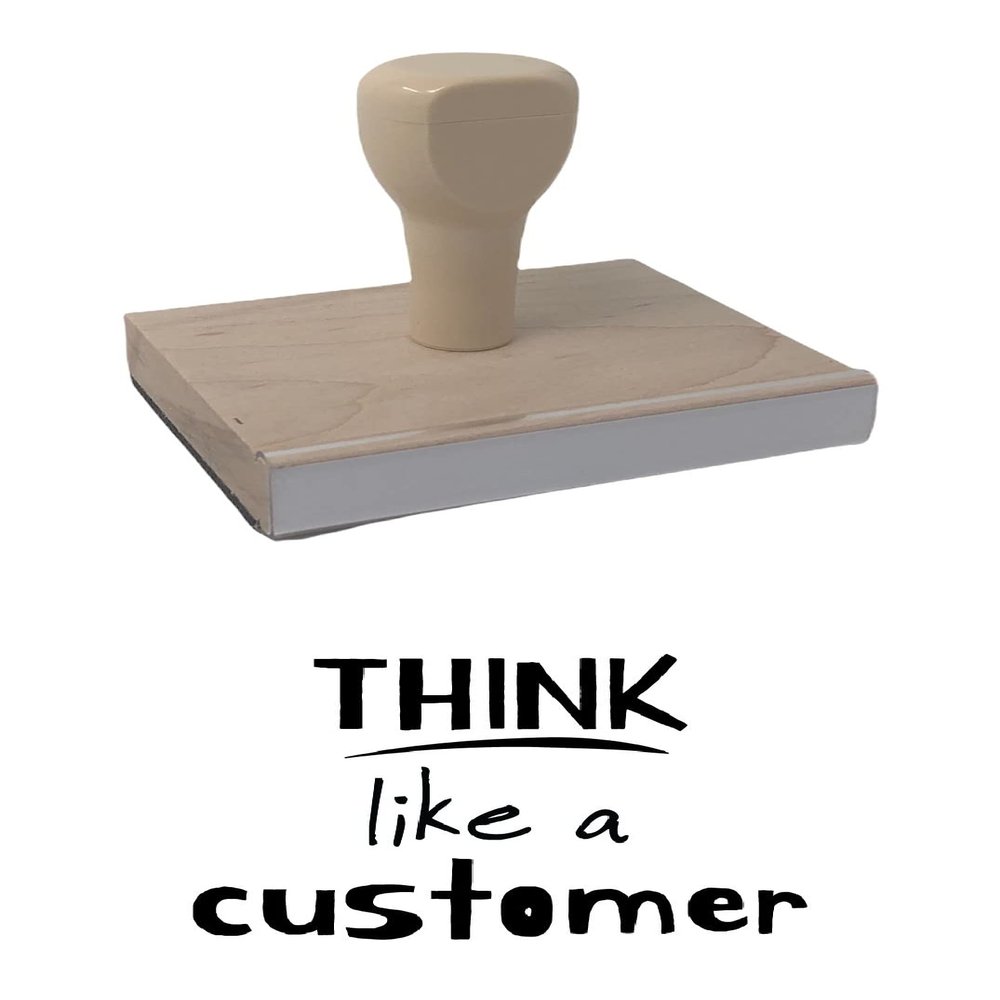 Infusion Think Like A Customer Rubber Stamp, 2 X 3 Wood Stamp