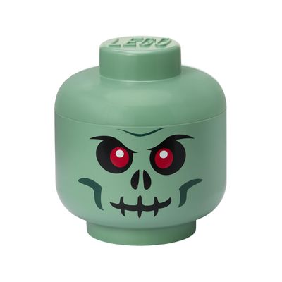 LEGO Iconic Storage Head Large, Stackable Storage Box, 8,5 L, Sand Green, Green Skeleton