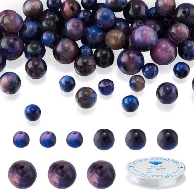 FASHEWELRY 100Pcs Natural Galaxy Tiger Eye Beads 8mm Round Gemstone Loose Beads with Elastic Crystal Thread DIY Gemstone Bracelet Making Kits for DIY Bracelet Necklaces Jewelry Making