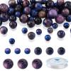FASHEWELRY 100Pcs Natural Galaxy Tiger Eye Beads 8mm Round Gemstone Loose Beads with Elastic Crystal Thread DIY Gemstone Bracelet Making Kits for DIY Bracelet Necklaces Jewelry Making view 1
