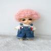 Tiny Doll Wigs JD713 3-4inch 9-10CM Short Afro Tight Curly Synthetic Mohair Lati White BJD Hair (Pink) view 1