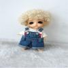 Tiny Doll Wigs JD713 3-4inch 9-10CM Short Afro Tight Curly Synthetic Mohair Lati White BJD Hair (Blond) view 1