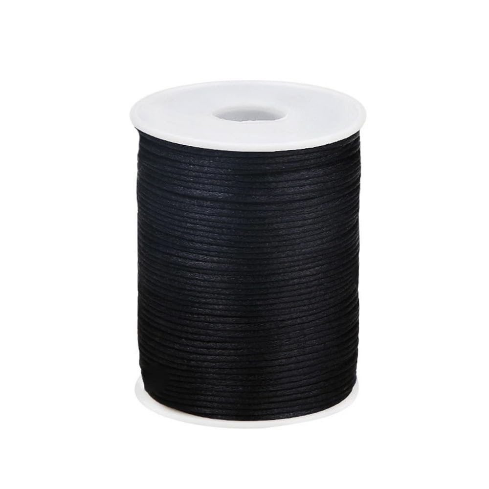 Xiezyu 2.5 mm Nylon Satin Cord Thread Beading String for Macrame Bracelets Chinese Knotting,Necklaces,Jewelry Making 109 Yards (Black)