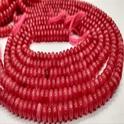 Natural Raspberry Chalcedony Rondelle Plain Smooth 8mm Gemstone Beads