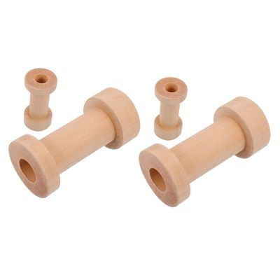 Ciieeo 4pcs Convenient Thread Spools Knitting Weaving Bobbins Wooden Spools Thread Holder Sewing Rack