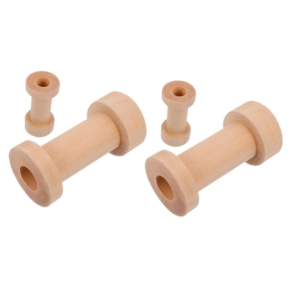 Ciieeo 4pcs Convenient Thread Spools Knitting Weaving Bobbins Wooden Spools Thread Holder Sewing Rack