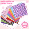 Tudomro 300 Pieces 4 x 4 Inches Cotton Fabric Square Precut Quilting Fat Squares Bundle Floral Scraps Cotton Fat Printed Flower Fabric Patchwork for DIY Craft Sewing Clothing view 2