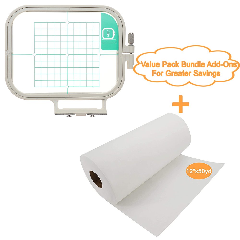 New brothread Embroidery Machine Hoop SA432 Compatible with Brother Embroidery Machines & New brothread Cut Away Machine Embroidery Stabilizer Backing 12" x 50 Yd roll
